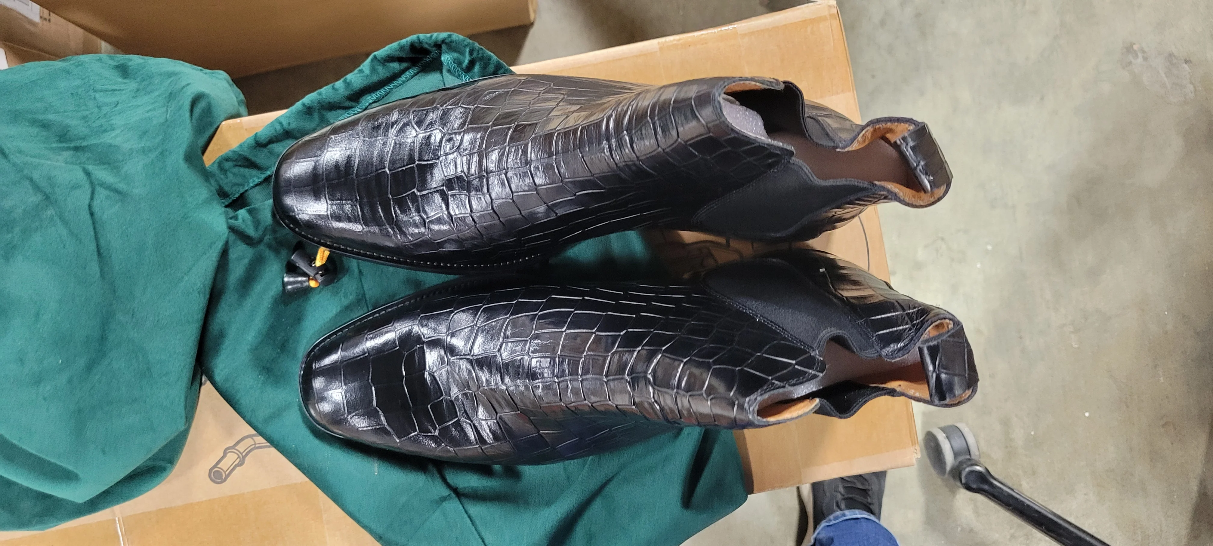 Crocodile Print Leather Business Casual Slip On Mens Formal Dress Boots - Image 6