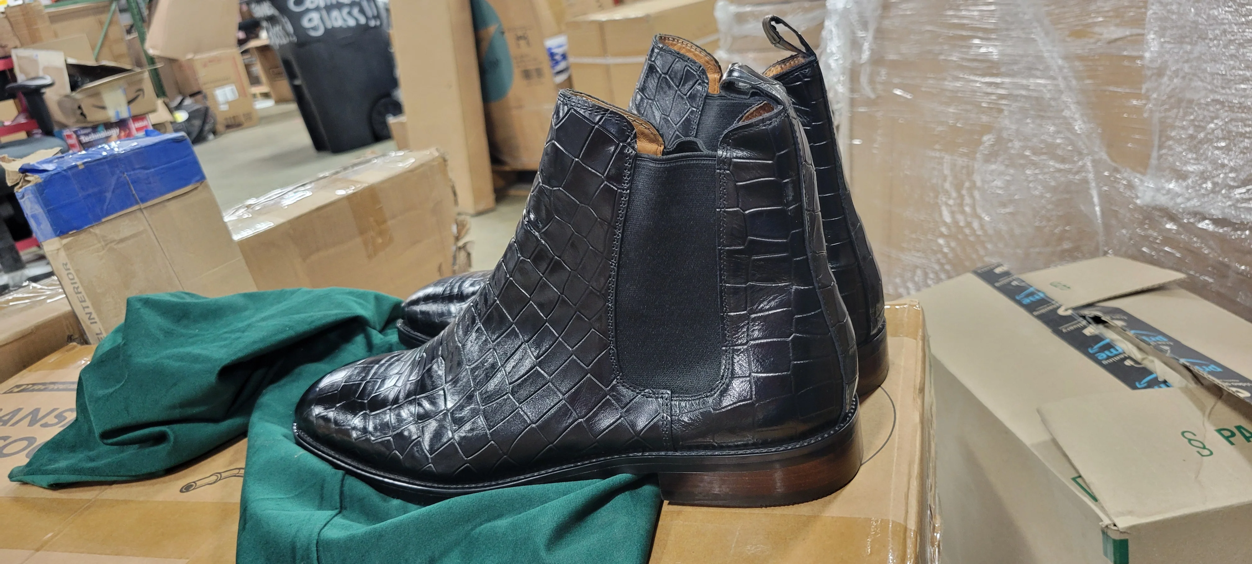 Crocodile Print Leather Business Casual Slip On Mens Formal Dress Boots - Image 7
