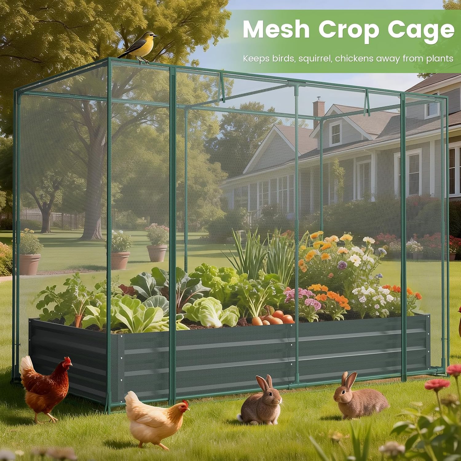Crop Cage with Raised Garden Bed, Plant Protection Tent - Image 3