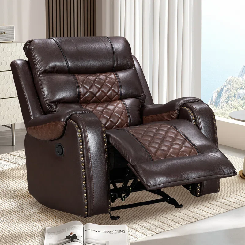 Crovetti 35.8" Wide PU Leather Manual Recliner with Diamond Stitching SHOWROOM ITEM