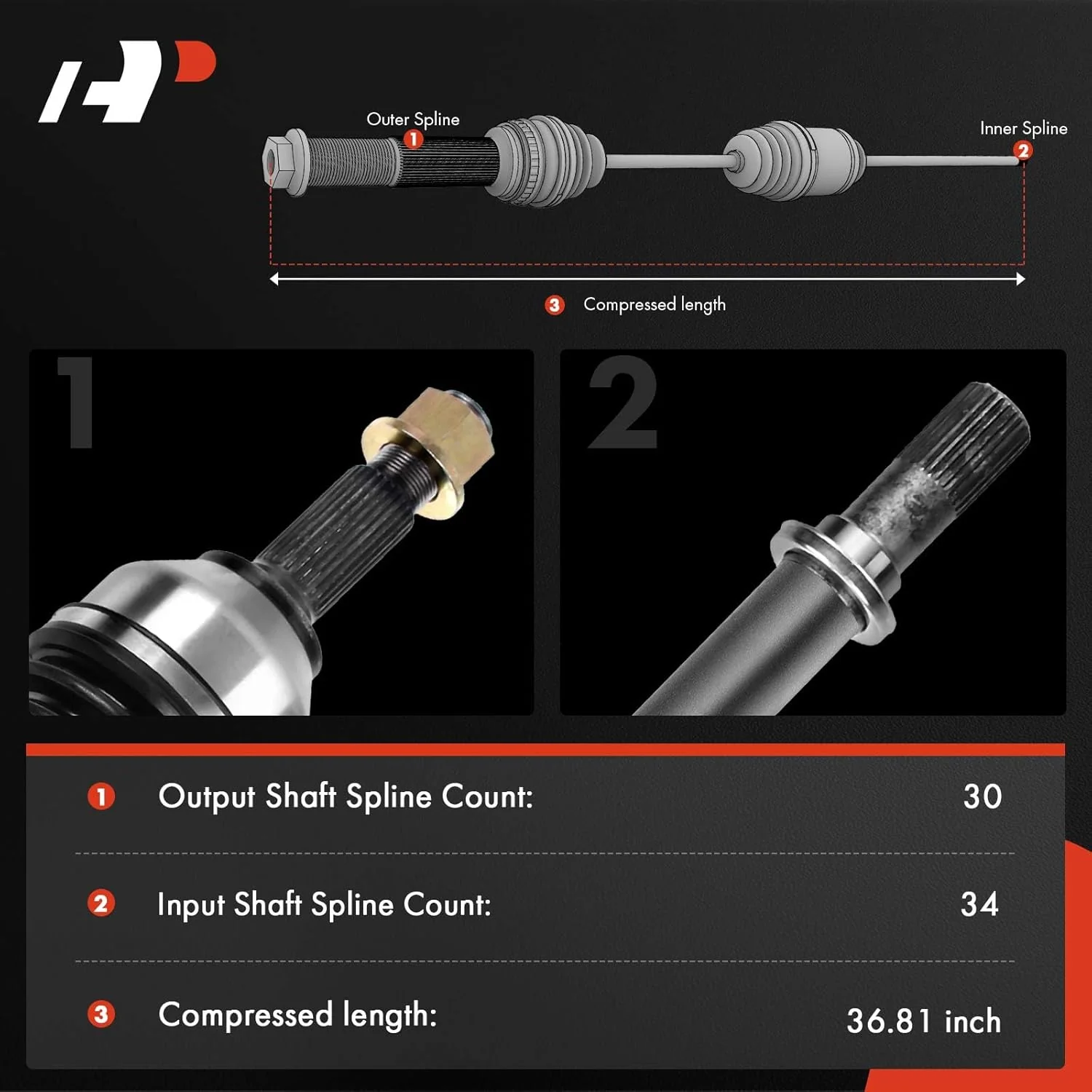 CV Axle Shaft Assembly Compatible with Chevrolet Equinox & GMC Terrain, FWD, Front Right Passenger Side - Image 3