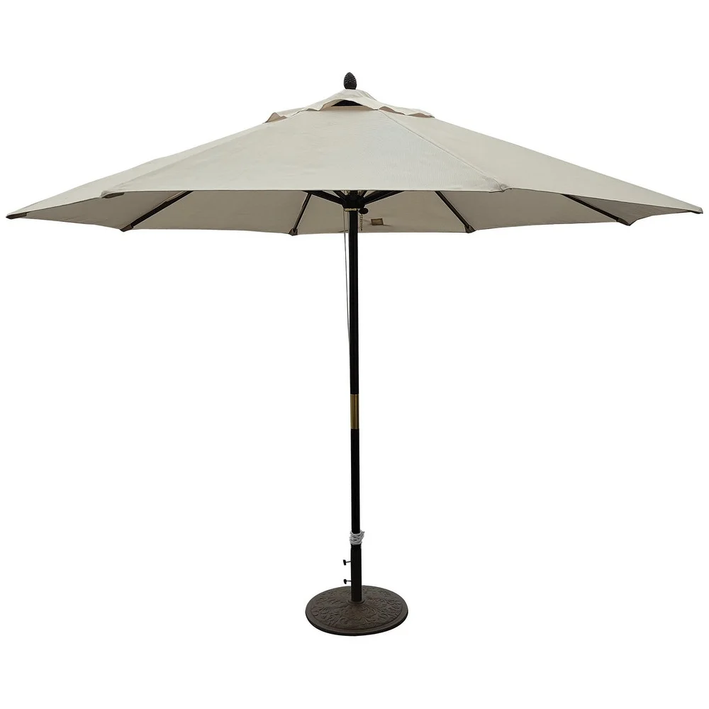 Dark Wood Market Umbrella with Beige Olefin Cover ' - Image 2