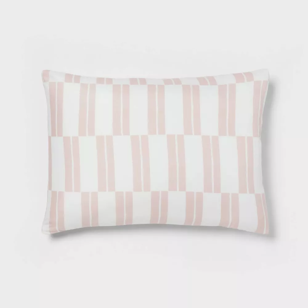 Dash Stripe Printed Microfiber Reversible Comforter & Sheets Set Ivory/Light Pink - Image 3