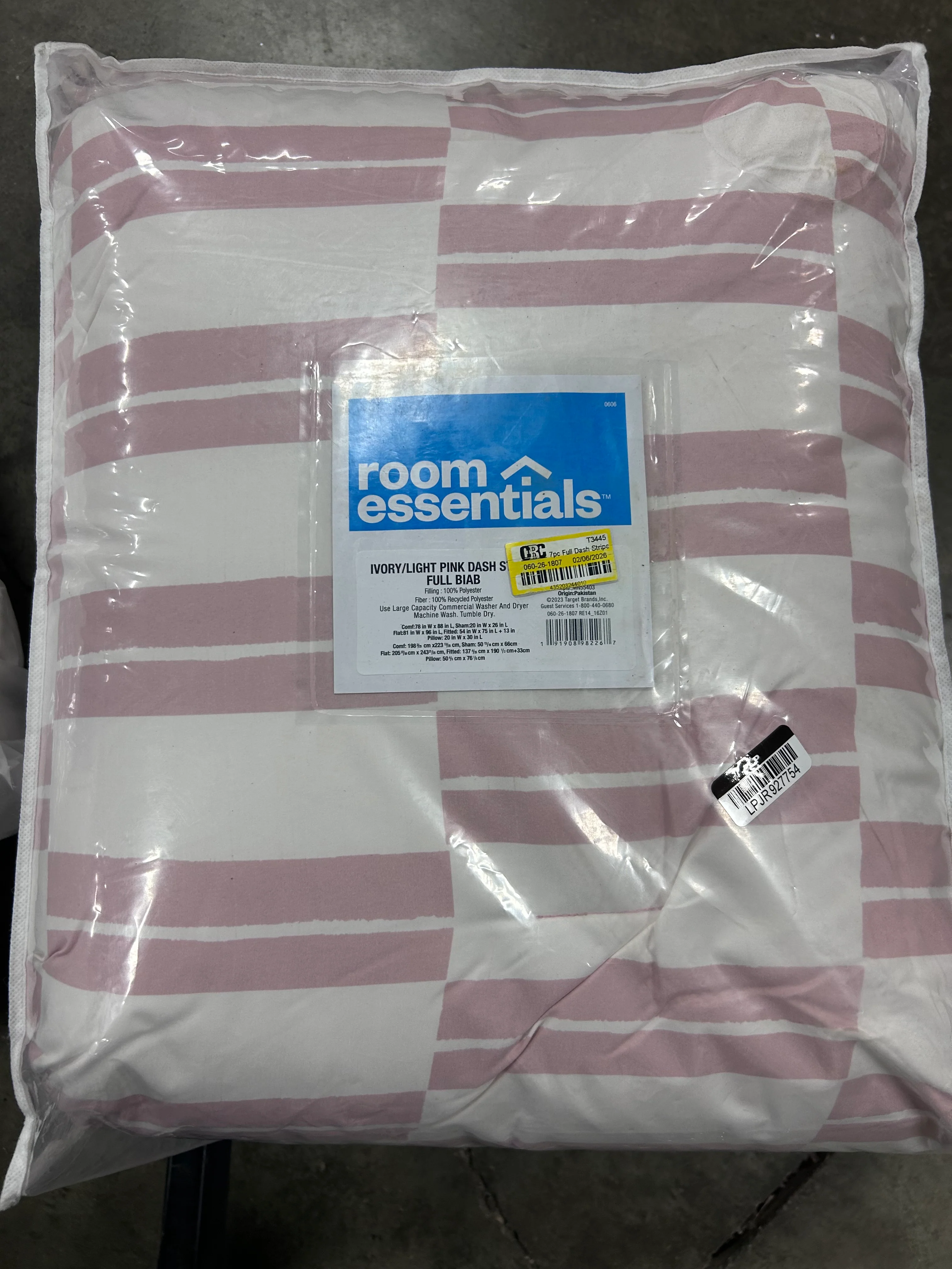 Dash Stripe Printed Microfiber Reversible Comforter & Sheets Set Ivory/Light Pink - Image 6