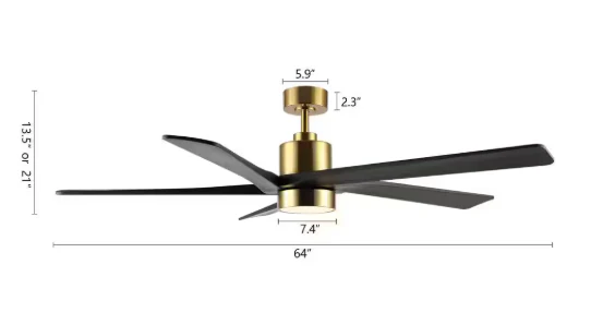 64" DC Indoor Ceiling Fan with Integrated LED, - Image 5