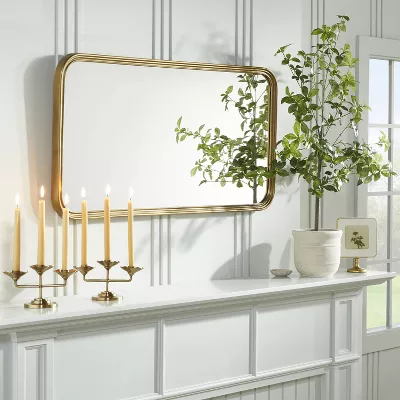 Decorative Molding Rectangular Wall Mirror Antique Brass - Image 3