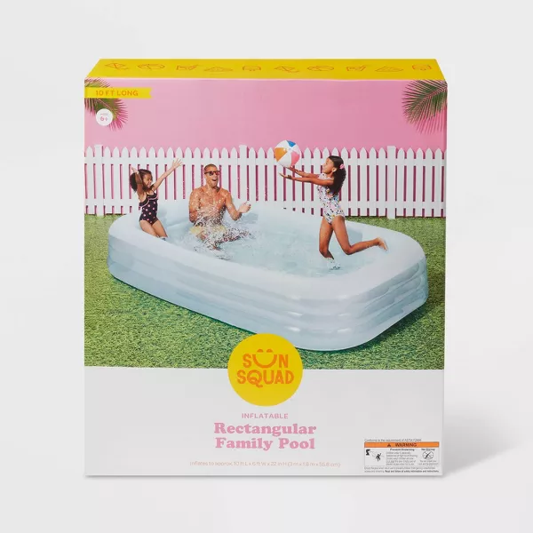 Deluxe Rectangular Family Pool Blue - Inflatable PVC Kit - Image 3