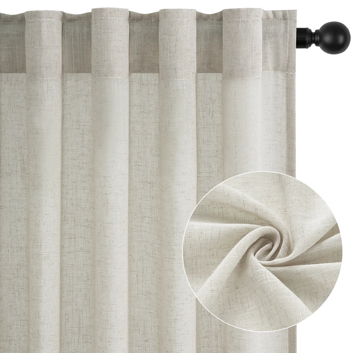 Dennan Linen Curtain Rod Pocket Back Tab Set of 2 - Image 3