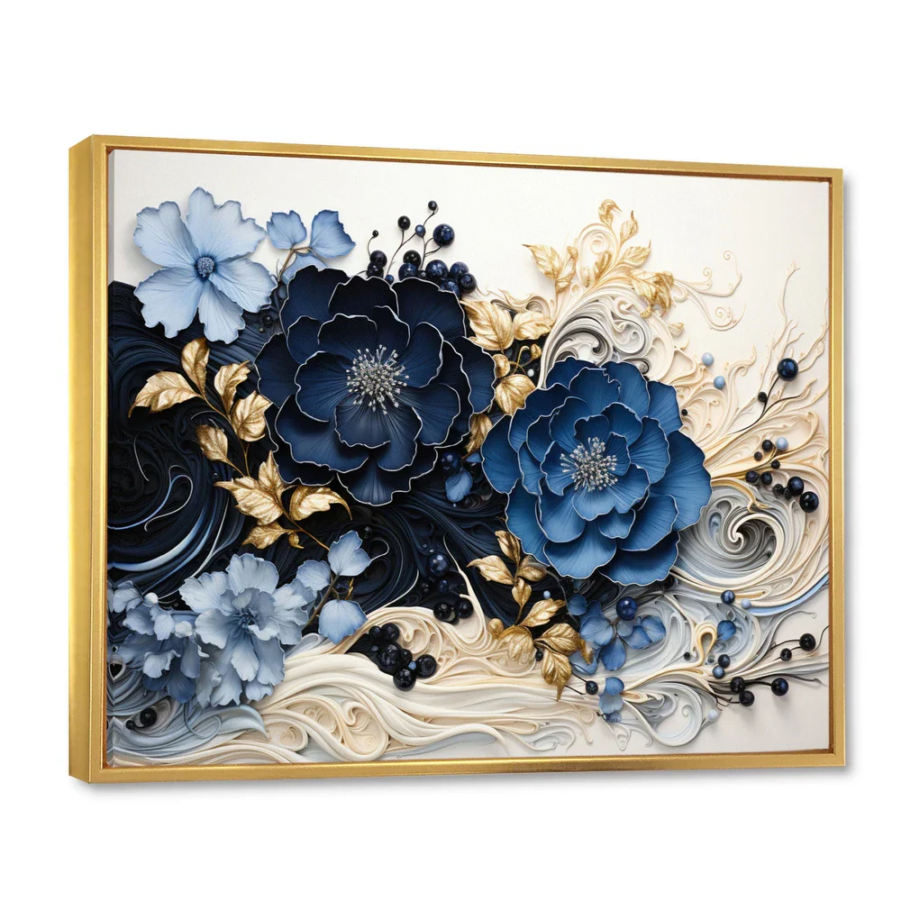 Designart "Liquid Ink Spiralscape I" - 32 in. wide x 16 in. - Gold Framed - SHOWROOM ITEM