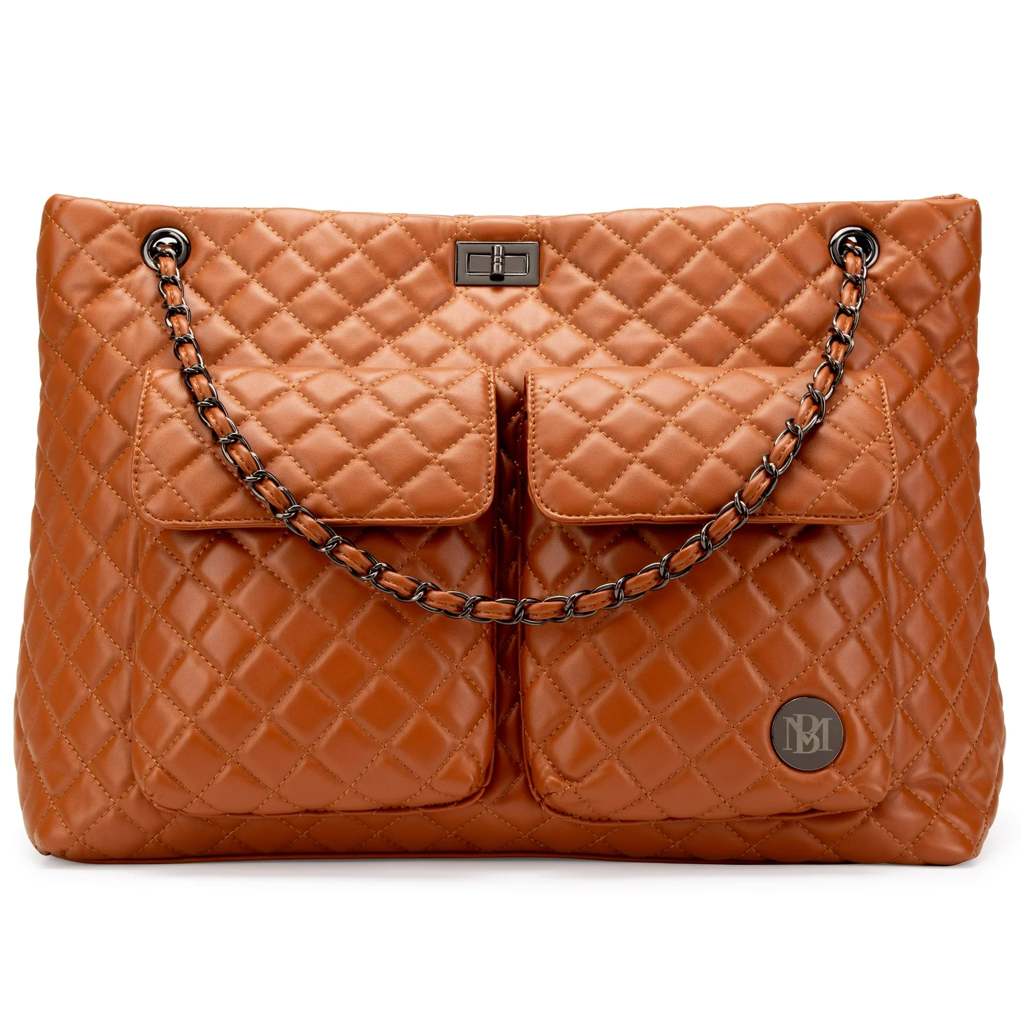 Diana Vegan Leather Tote Weekender Travel Bag (Brown)