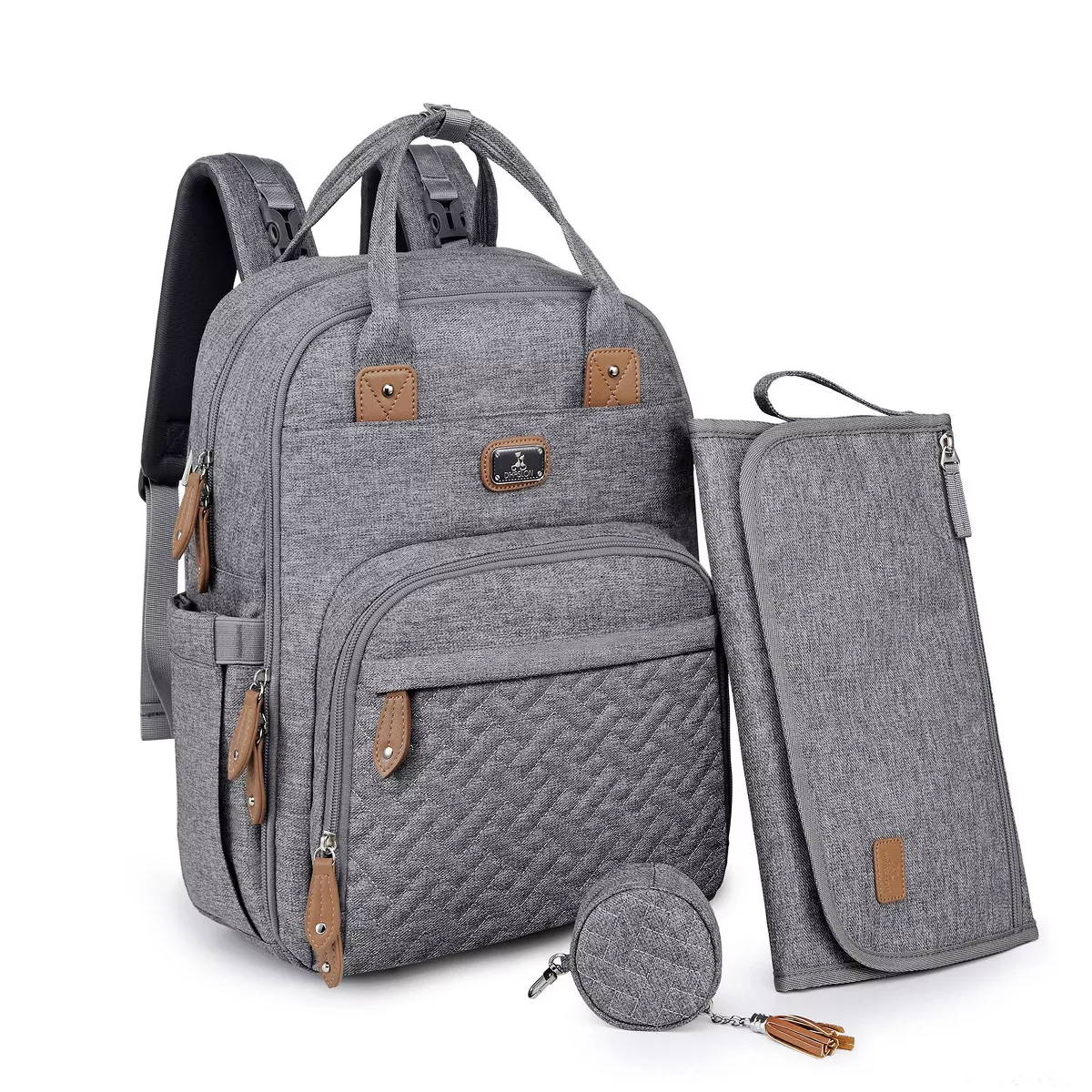 Diaper Bag Backpack with Portable Changing Pad, Pacifier Case and Stroller Straps