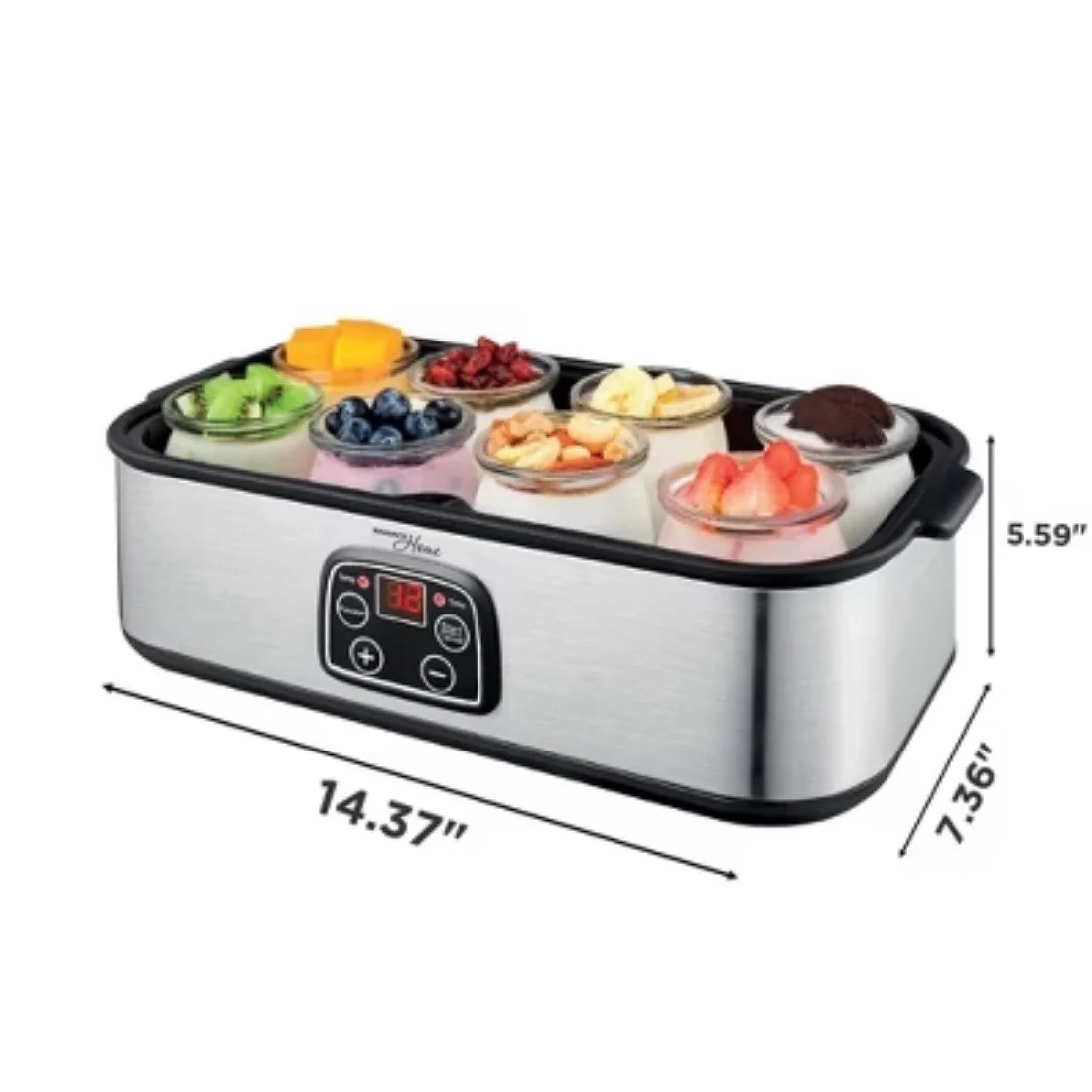 Digital Yogurt Maker with 8 Glass Jars, Stainless Steel, Precise Temperature & Timer Control - Image 2