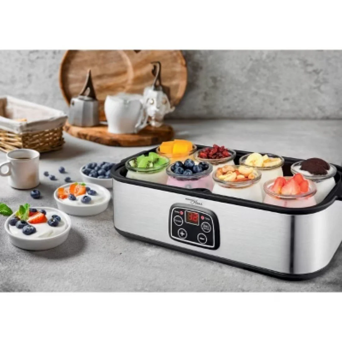 Digital Yogurt Maker with 8 Glass Jars, Stainless Steel, Precise Temperature & Timer Control - Image 4