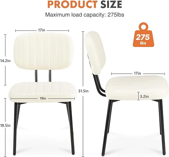 Dining Chairs Mid Century Modern Upholstered Set of 2 - Image 4