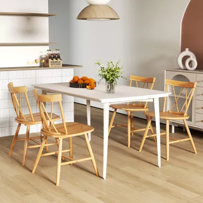 1-Piece Farmhouse Kitchen Chair with Rubber Wood Frame - Image 3