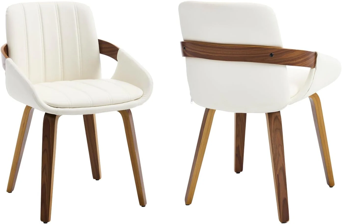 1-Piece Dining Chairs, Mid Century Modern - White