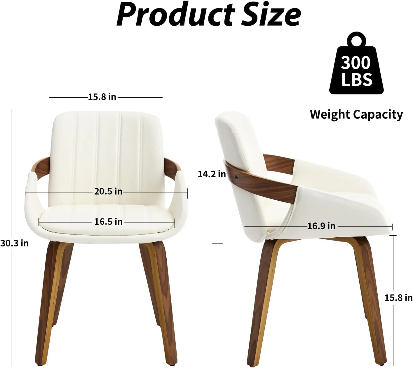 1-Piece Dining Chairs, Mid Century Modern - White - Image 5