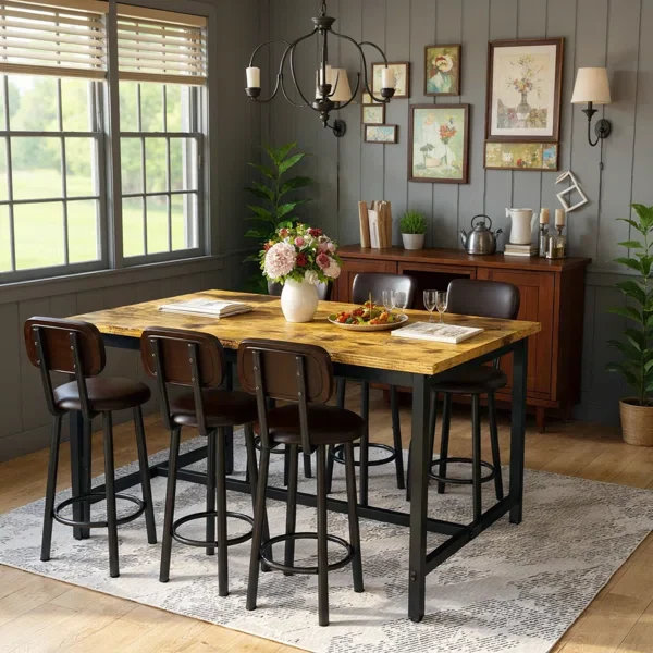 Dining Table Set For 6, 7-Piece Bar Table Set - Image 5