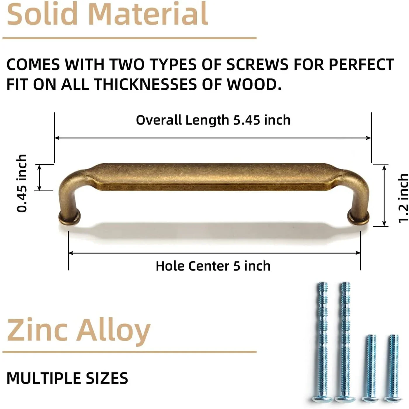 Distressed Antique Brass Cabinet Pulls American Style - Image 3