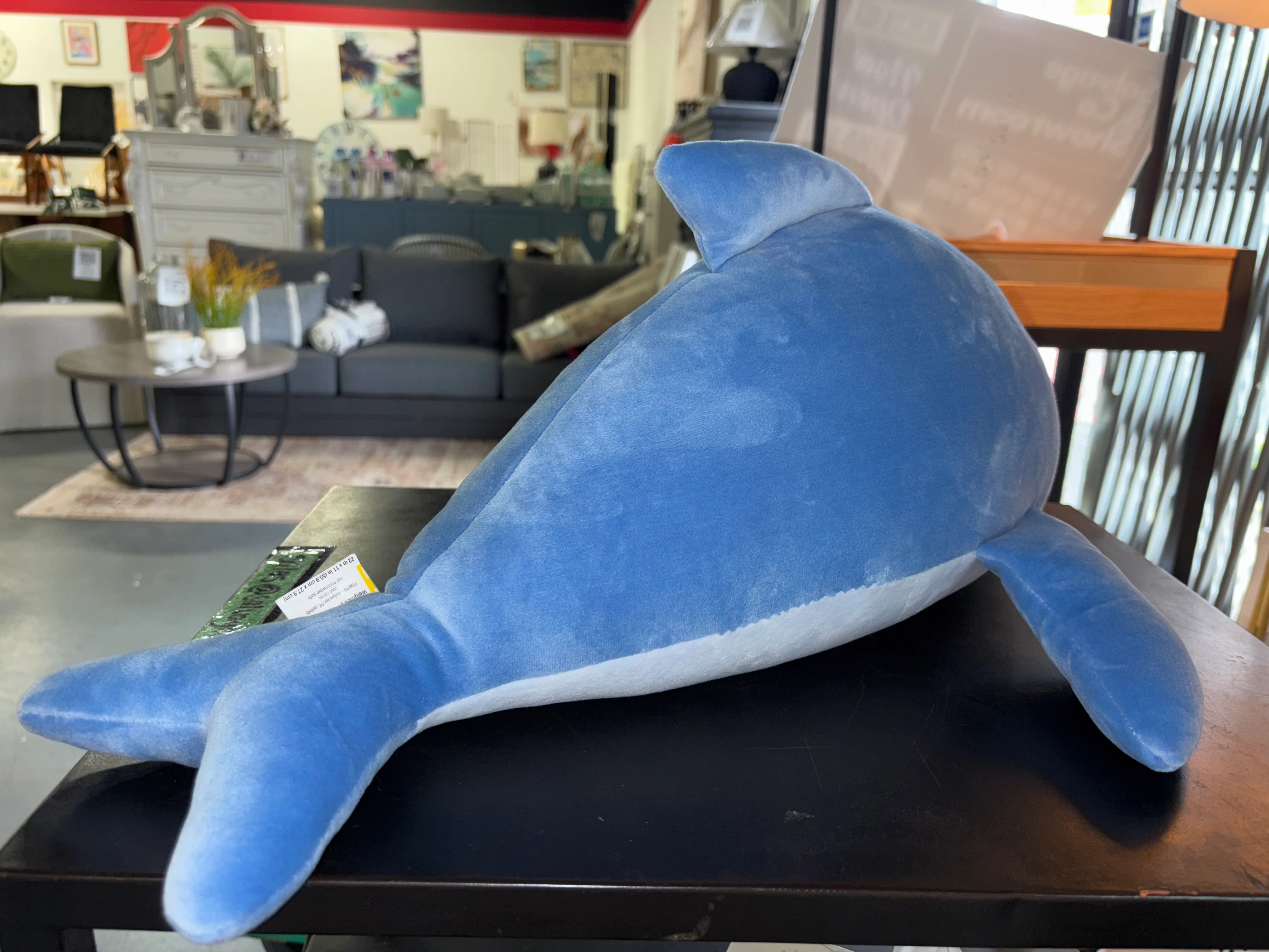 Dolphin Weighted Plush Kids' Throw Pillow Blue SHOWROOM ITEM - Image 3