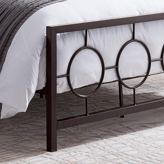 Doris Queen Geometric Platform Bed Frame Iron, Hammered Copper - Queen - Image 3