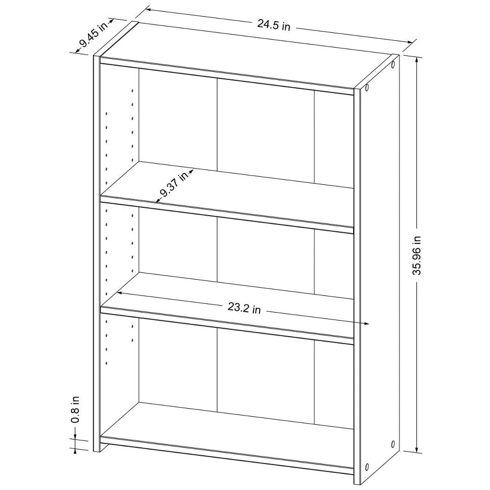 Dorm 3 Shelf Bookcase White - Modern Style - Image 3
