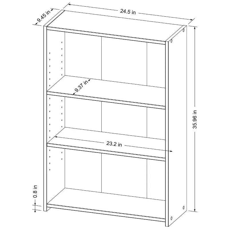 Dorm 3 Shelf Bookcase White - Image 3