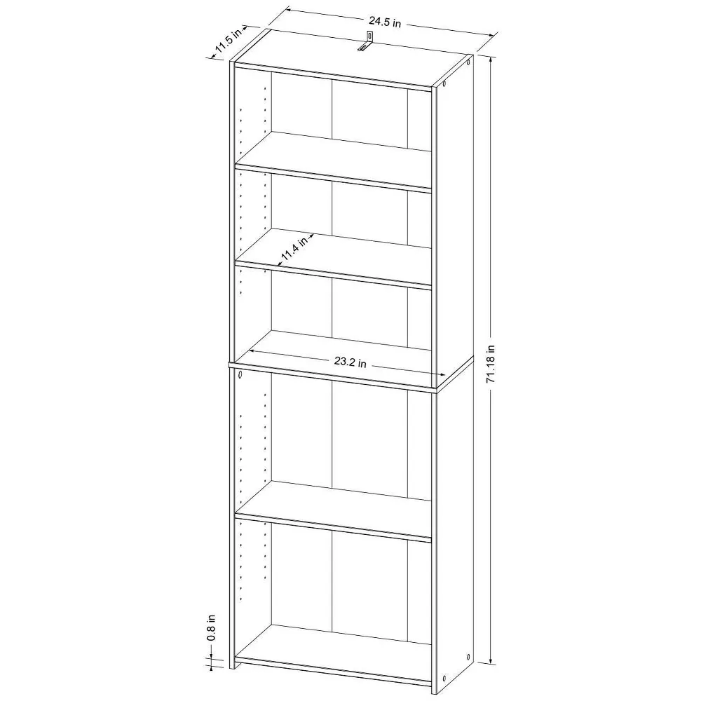 Dorm 5 Shelf Bookcase White Tall - Image 4