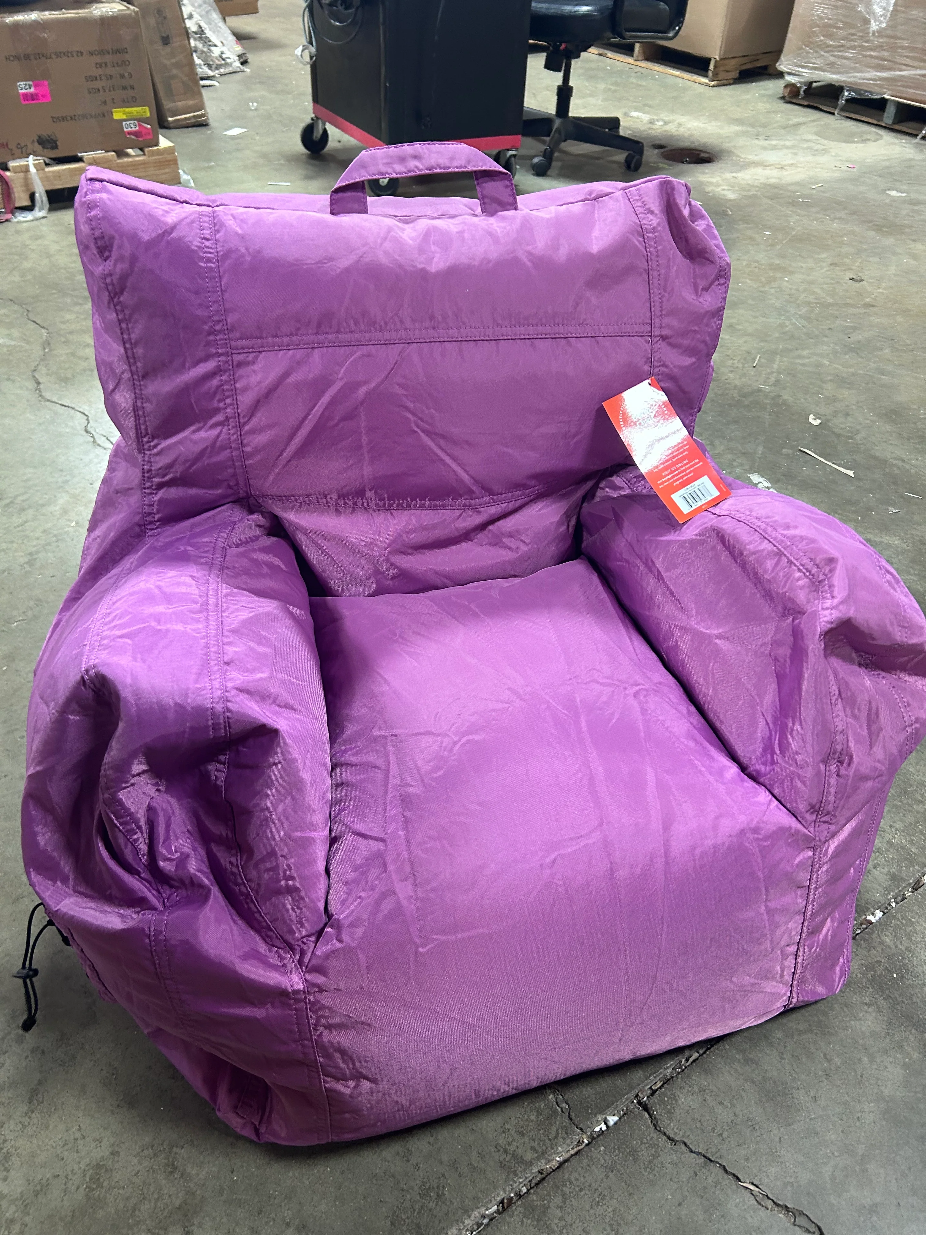 Dorm Bean Bag Chair with Drink Holder and Pocket Radiant Orchid - Image 6