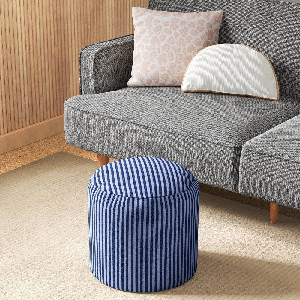 Dorm Pouf Striped Blue - Image 3
