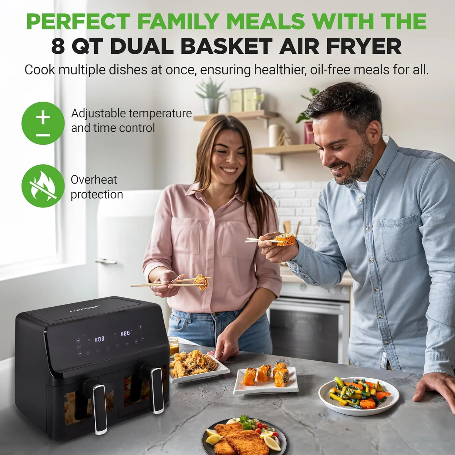 Double Basket Air Fryer Family Size Black - Image 4