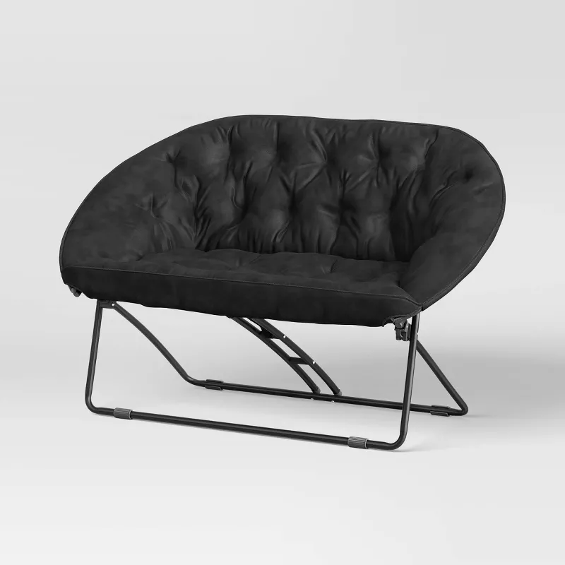 Double Dish Dorm Loveseat Sofa Chair Black