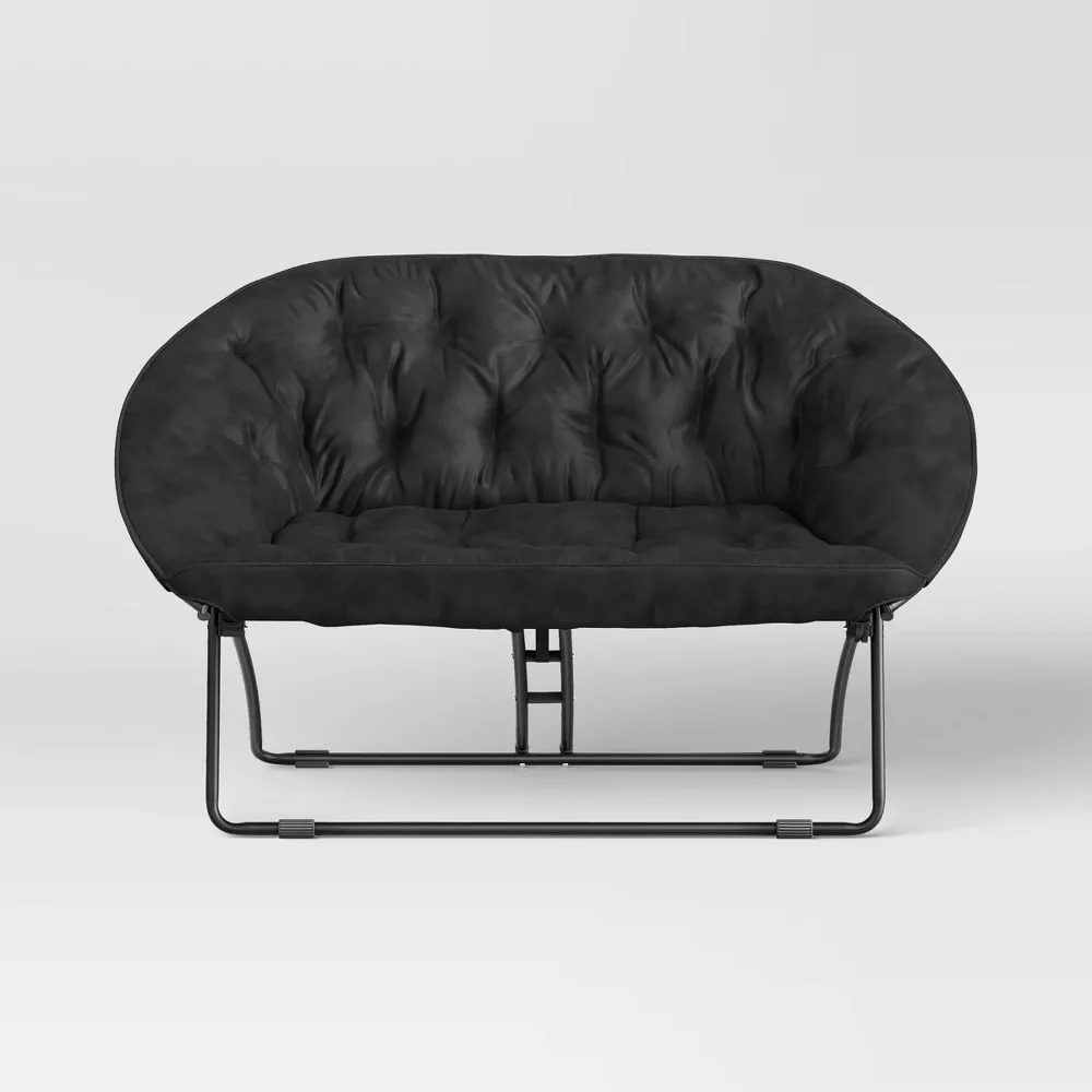Double Dish Loveseat Sofa Chair Black
