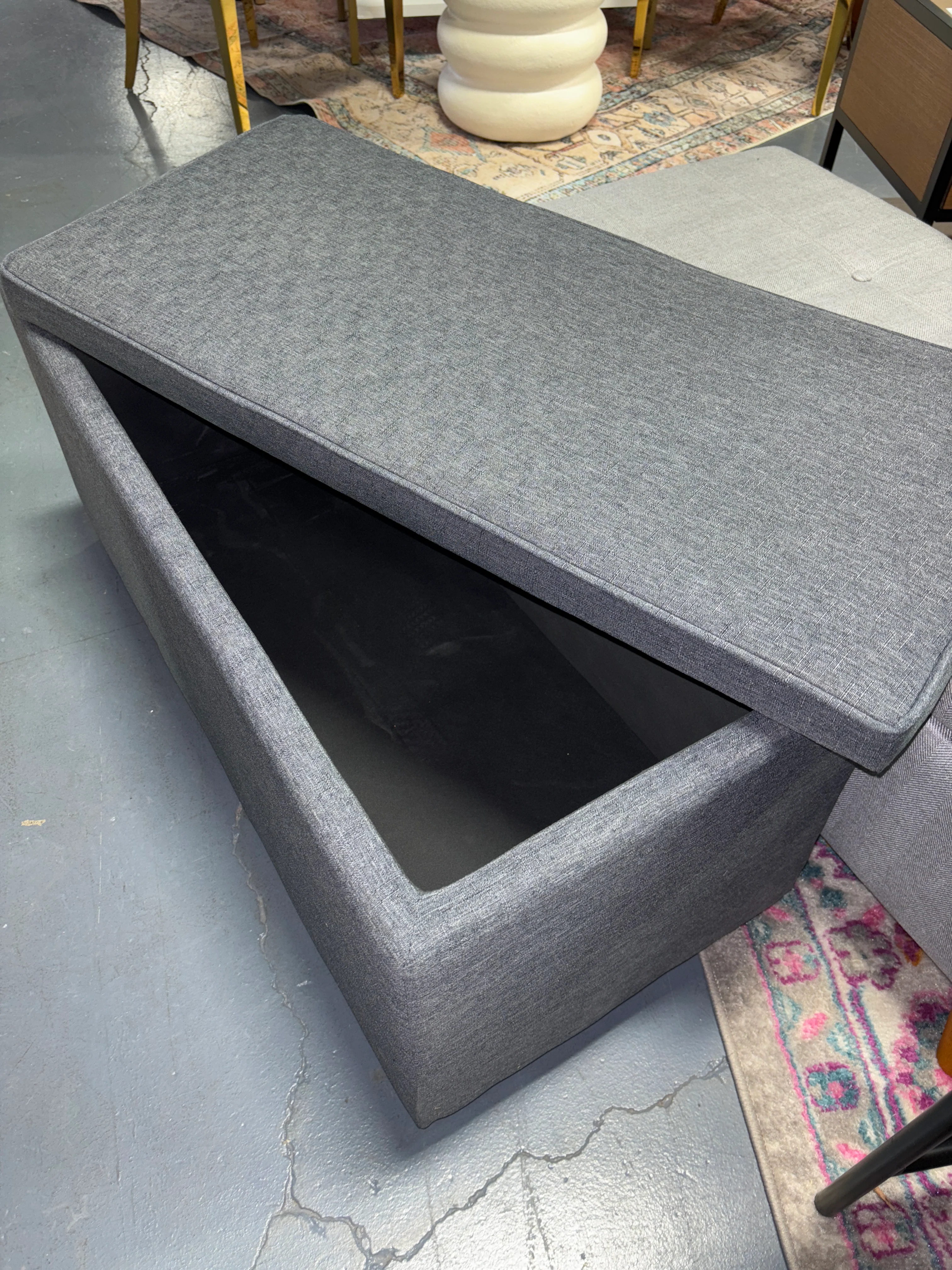 Double Storage Ottoman - Dark Gray SHOWROOM ITEM - Image 4