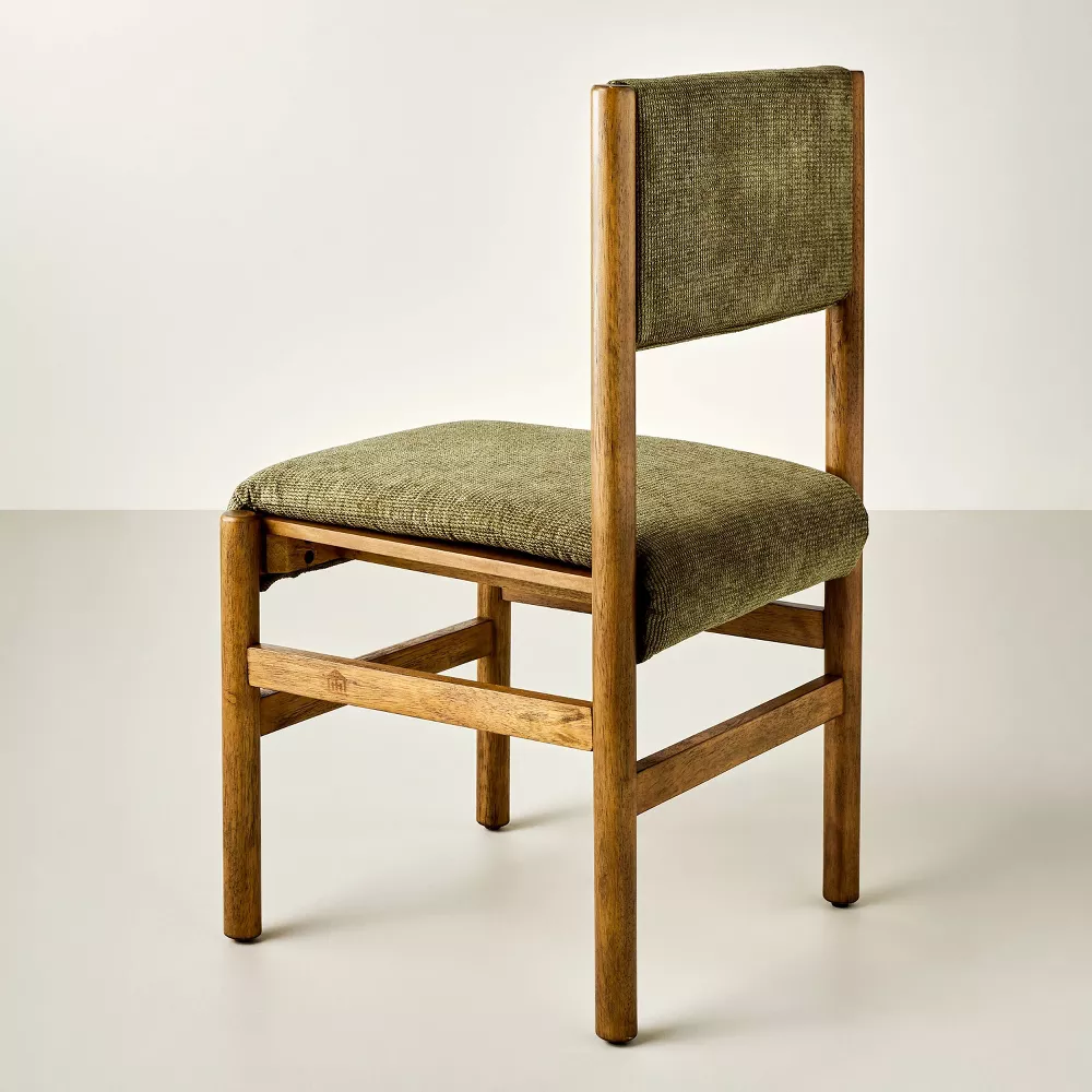 Dowel Leg Upholstered Armless Dining Chair - Olive - Image 4