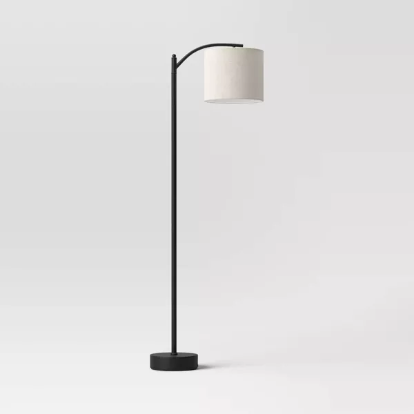 Downbridge Floor Lamp with Shade Black/Tan