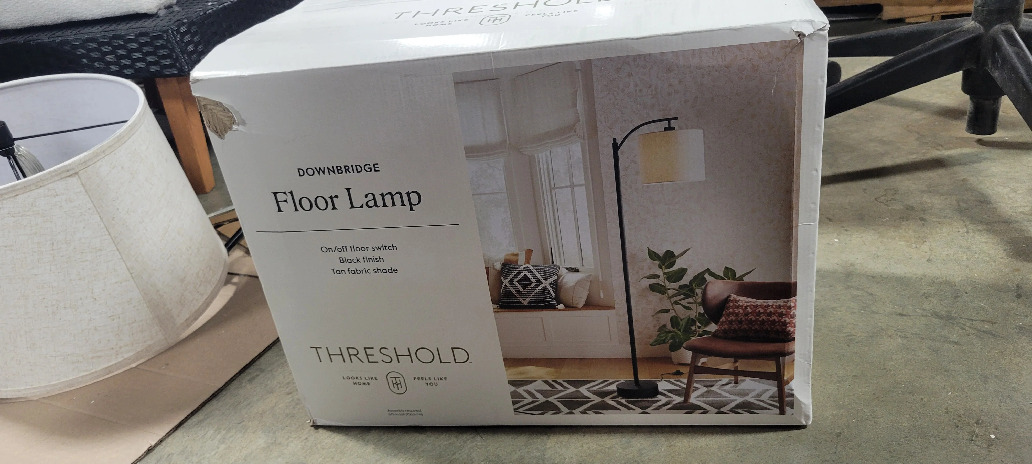 Downbridge Floor Lamp with Shade Black/Tan - Image 6