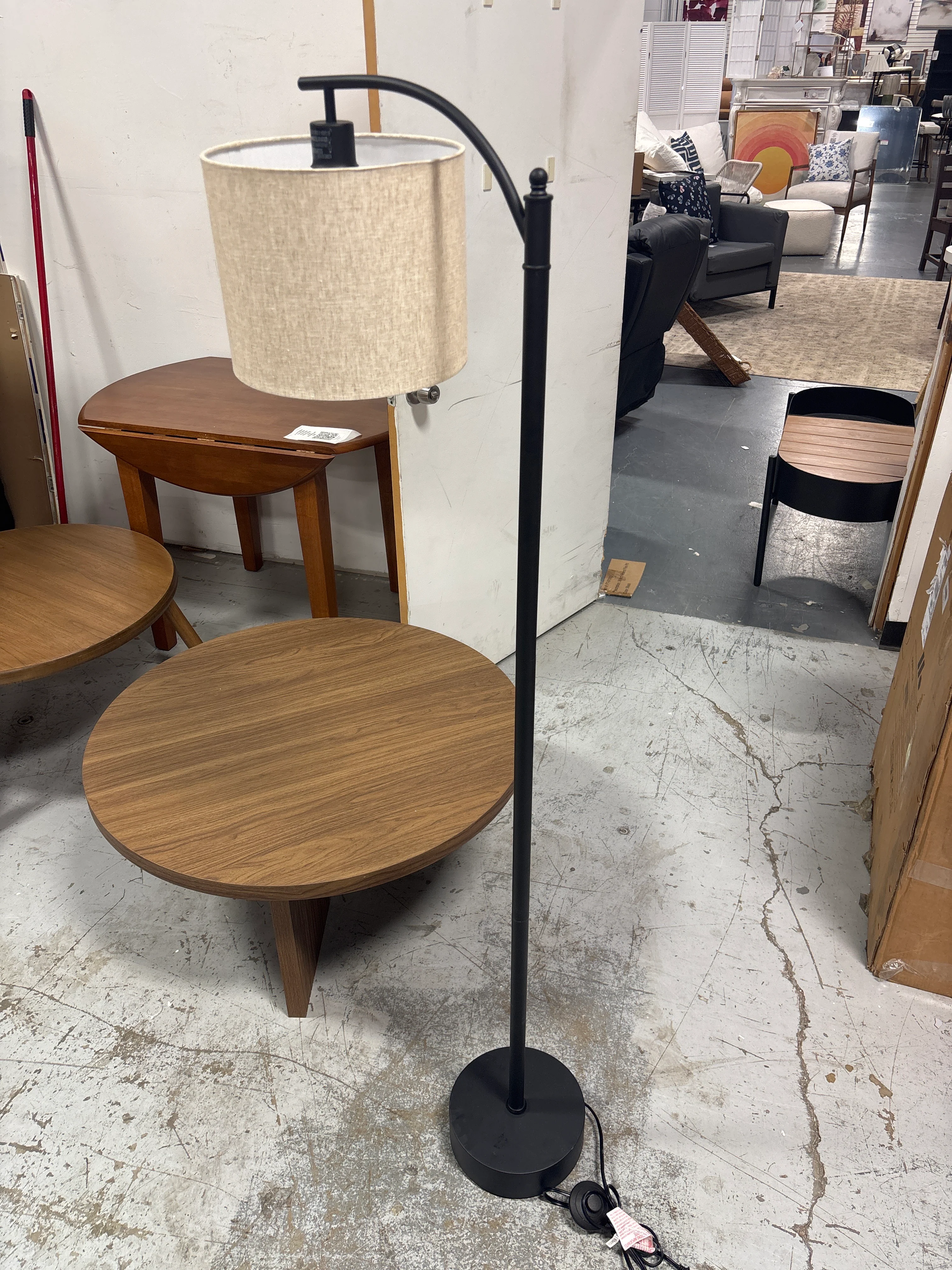Downbridge Floor Lamp with Shade Black/Tan SHOWROOM ITEM - Image 2