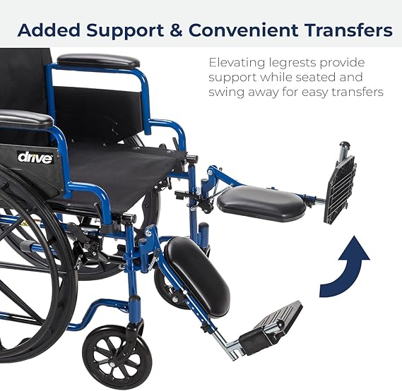 Blue Streak Lightweight Wheelchair with Swing-Away Elevating Leg Rests and Flip-Back Arms - Image 4