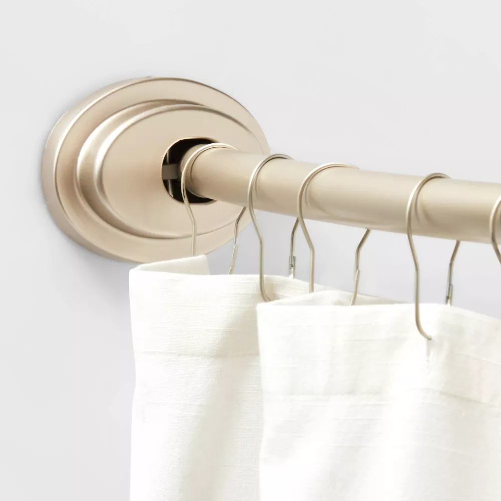 Dual Mount Curved Steel Shower Curtain Rod with Tiered End Cap Nickel - Image 3