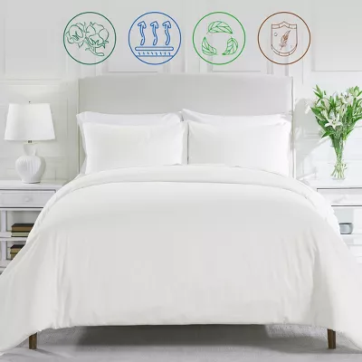 Duvet Cover Set 100% Cotton Sateen - Button Closure, Corner Ties - Image 2