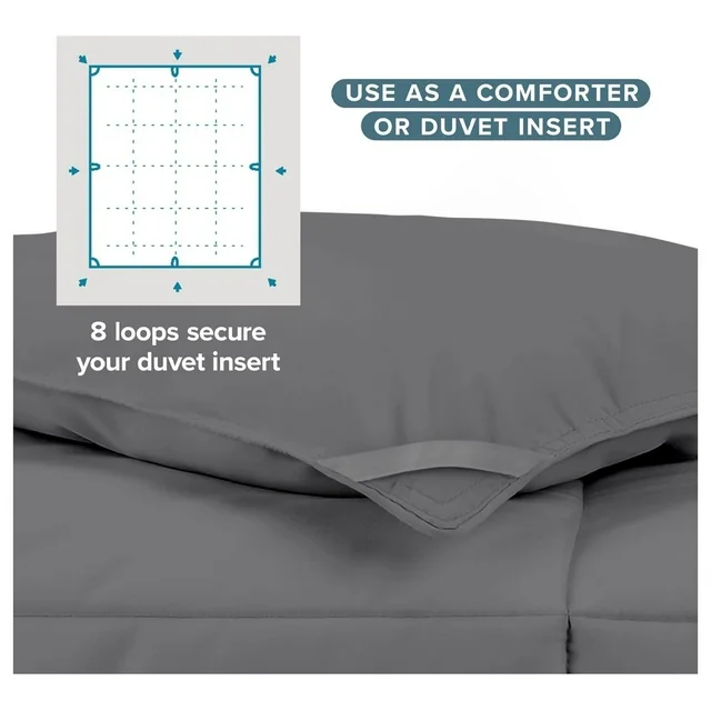 Duvet Insert Comforter - Goose Down Alternative - Ultra-Soft - Premium Series - All Season Warmth - Bedding Comforter (Full, Grey) - Image 5