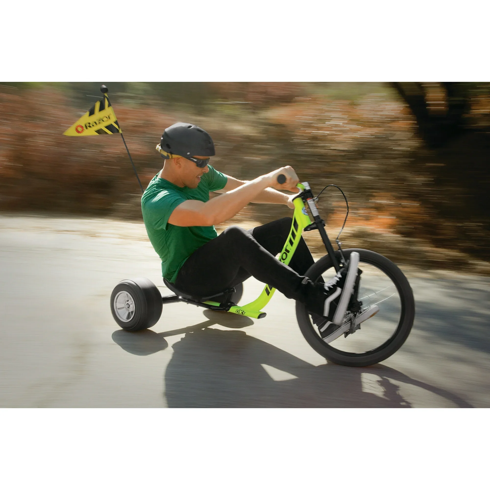 DXT Drift Trike - Black/Yellow Steel Frame, 3-Wheeled Ride on Tricycle for Teens and Adults - Image 4
