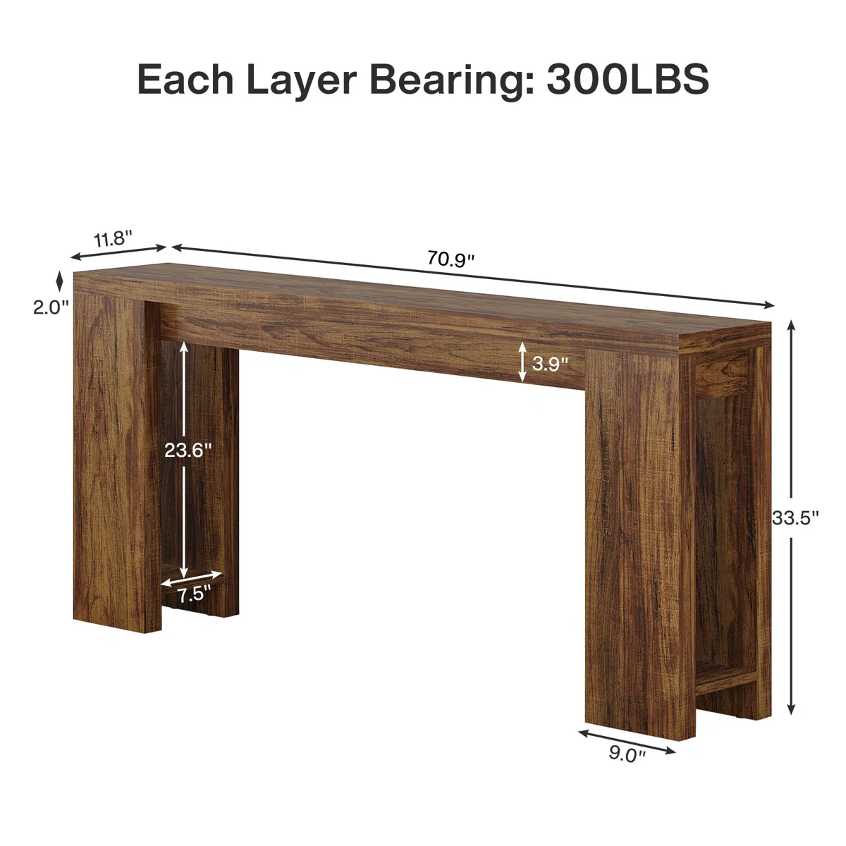 Dyron Extra Long Farmhouse Console Table For Entryway - Image 2