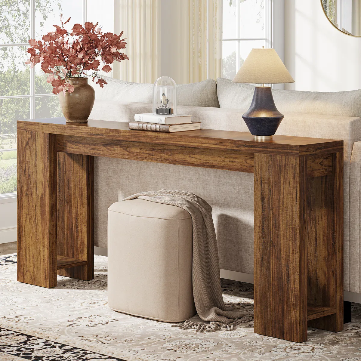 Dyron Extra Long Farmhouse Console Table For Entryway - Image 4