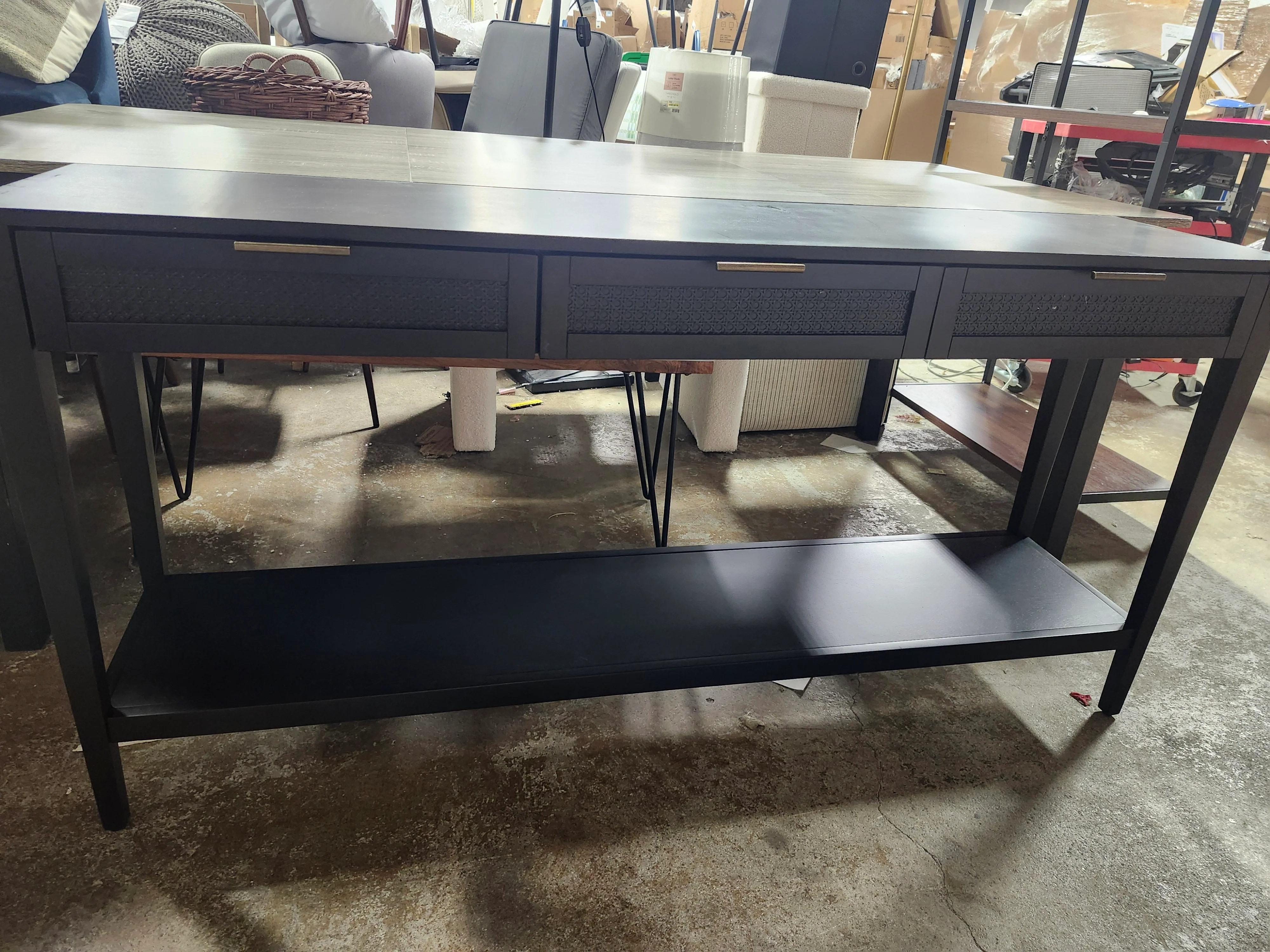 East Bluff Woven Drawer Console Table Black SHOWROOM ITEM - Image 2