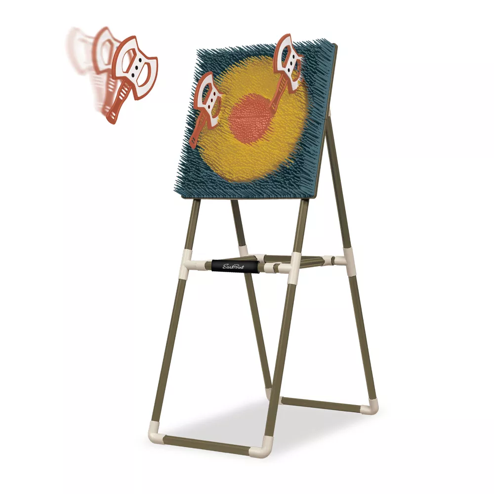 2 in 1 Outdoor Game Set – Axe Throw Target Game with 3 Safety Axes and Lawn Dart