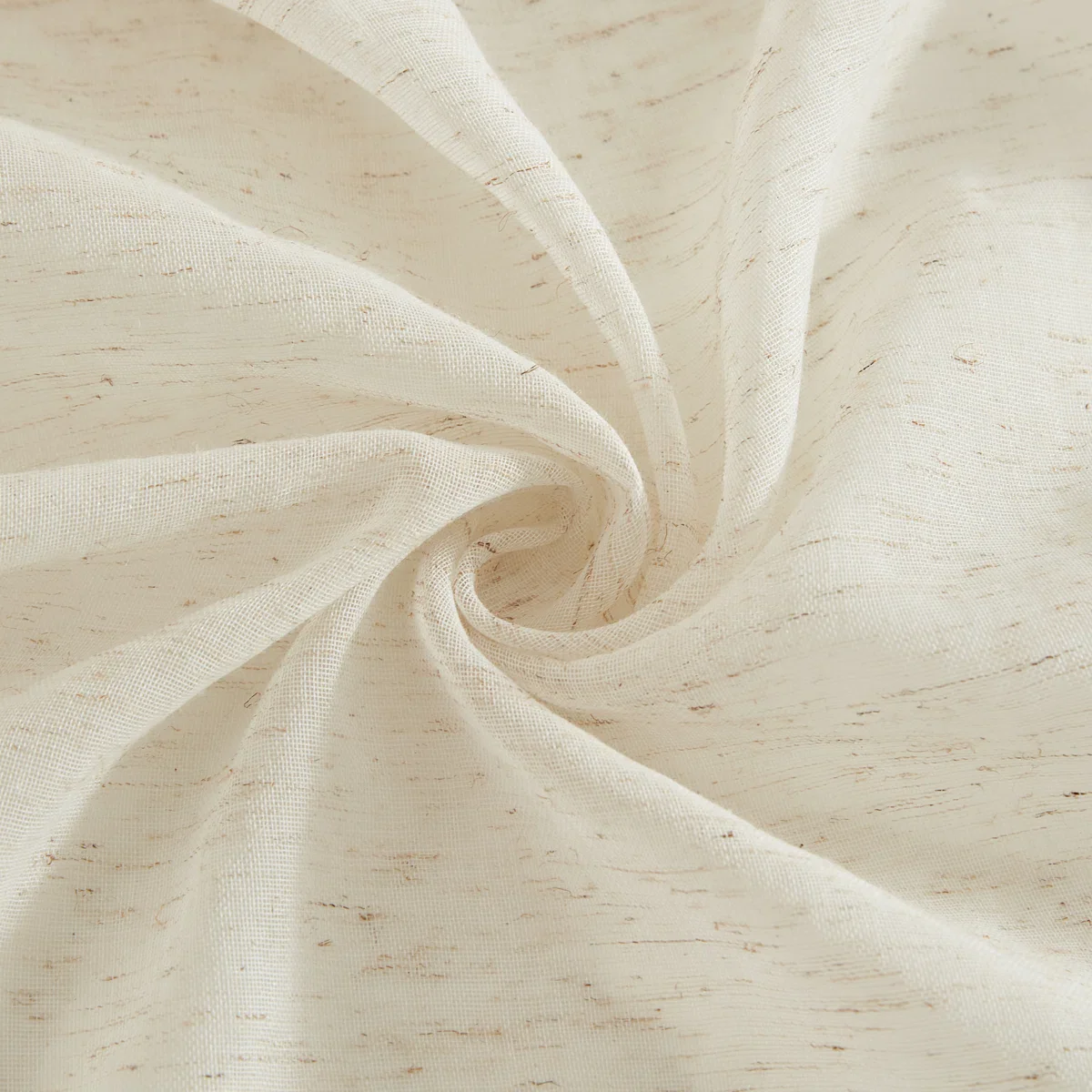 Keefe Burlap Flax Linen Semi Sheer 3 Piece Kitchen Curtains Set (Natural Linen) - Image 2