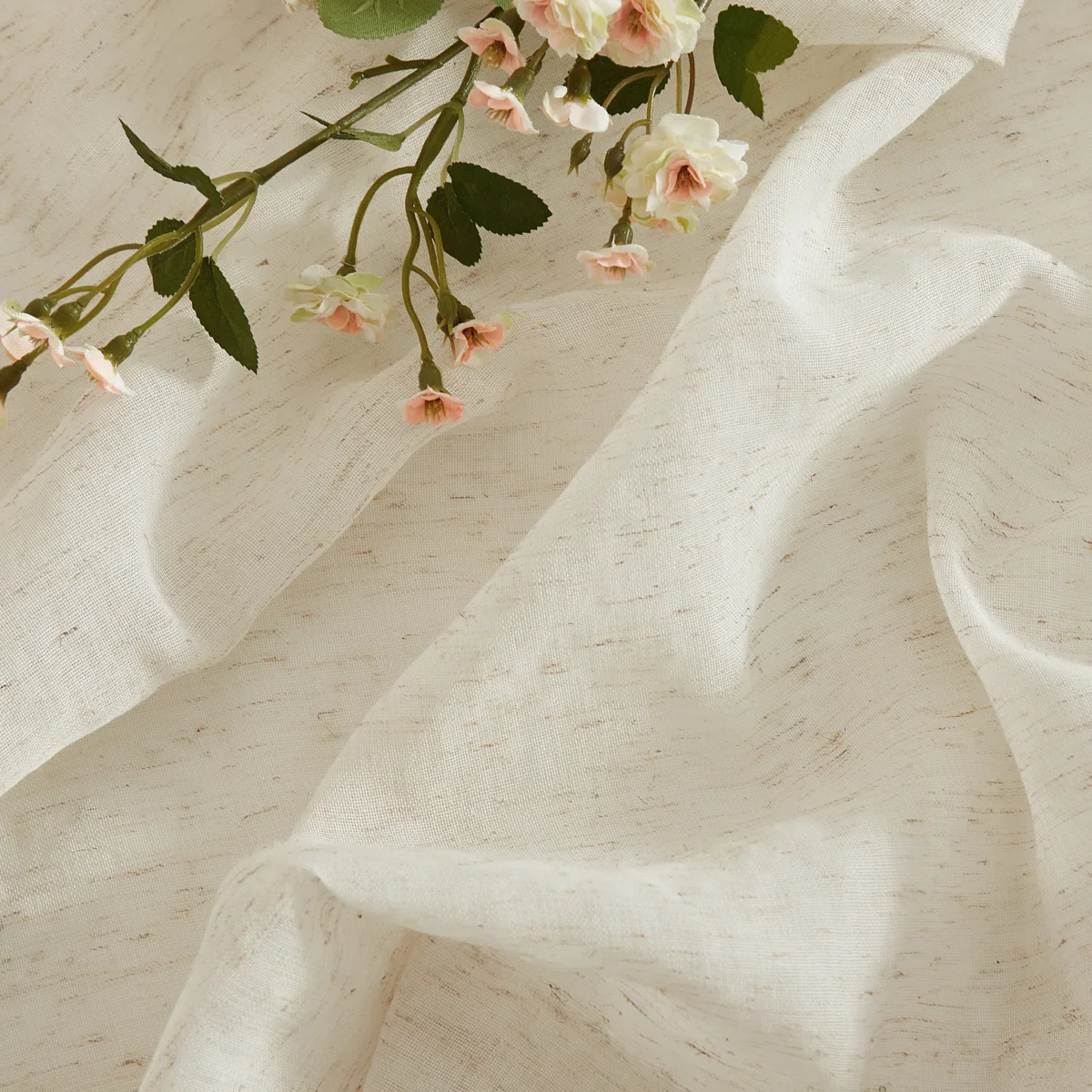 Keefe Burlap Flax Linen Semi Sheer 3 Piece Kitchen Curtains Set (Natural Linen) - Image 4