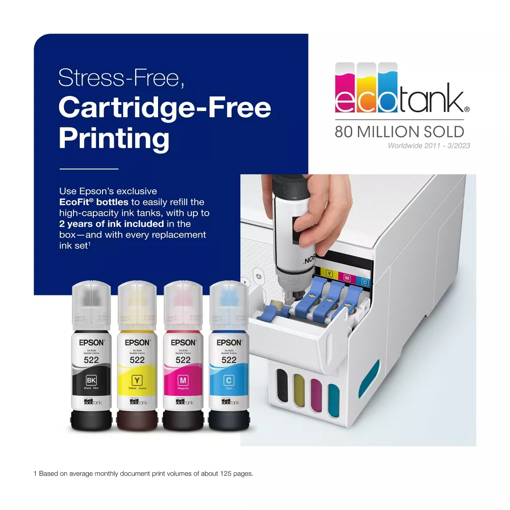 EcoTank Wireless Color All-in-One Cartridge-Free Supertank Printer: Inkjet, Wi-Fi, Apple AirPrint - Image 2